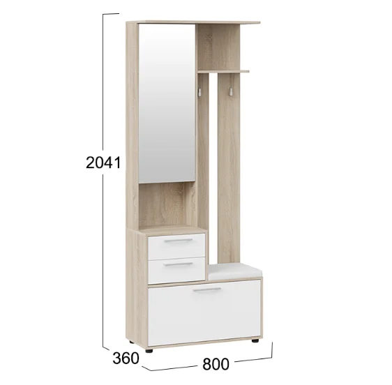 Шкаф-секция комбинированная Витра тип 1 дуб сонома/белый ясень