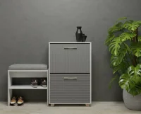 Обувница Копенгаген 2 ящика + Скамья Копенгаген белый/серый графит