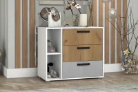 Комод Юпитер белый текстурный/дуб крафт золотой/бетонный камень