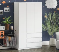 Шкаф с тремя ящиками и тремя дверками МШ 1200.1 белый