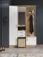 Прихожая Дуся 1.3 дуб бунратти/белый бриллиант