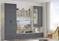 Гостиная Интер дуб серый/графит софт