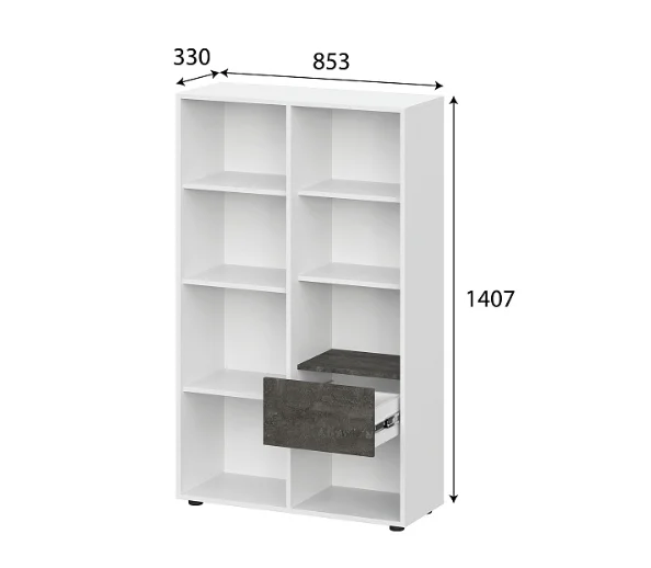 Тумба многофункциональная Анри белый текстурный/дуб золотой/железный камень