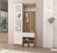 Прихожая Иннэс-3 дуб крафт золотой/белый глянец