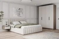 Кровать Лана 160х200 с подъемным механизмом, велюр бежевый софт