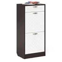 Тумба для обуви П-6 2 секции венге/белое дерево фрезеровка ромб