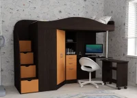 Кровать чердак Юниор-4 венге/оранжевый