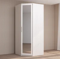 Шкаф угловой с зеркалом Кэт-4 бодега/caiman белый