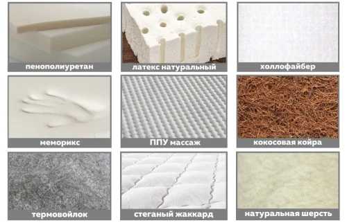 Основные наполнители матраса