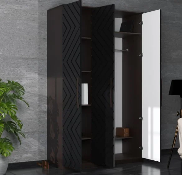 Шкаф 3-х створчатый Копенгаген венге/черный матовый