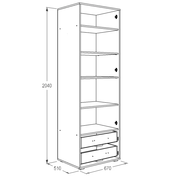 Шкаф 2-х дверный для белья Омега-16 ясень анкор темный/ясень анкор светлый