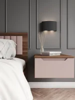 Тумба прикроватная подвесная Роза орех франклин/пудра скин тренто