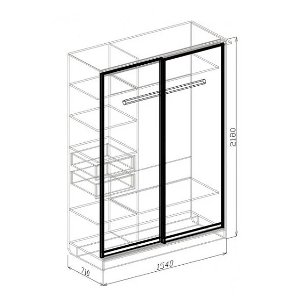 Шкаф-купе 2-дверный Атлантида венге/белый глянец