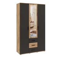 Шкаф Белла 3-х створчатый графит/дуб крафт