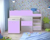 Кровать чердак Малыш 1600 дуб молочный/ирис