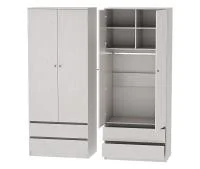 Шкаф 2-створчатый Кэт-1 высокий ясень анкор светлый/графит