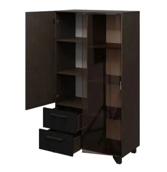 Стеллаж Копенгаген со стеклом венге/черный матовый