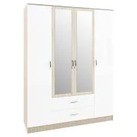 Шкаф 4-х створчатый Софи СШК 1600.1 дуб сонома/белый глянец