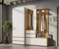 Модульная прихожая Некст-1 дуб золотой/белый