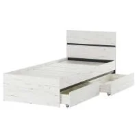 Кровать с ящиками Гретта 900 дуб крафт белый/антрацит