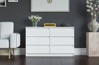 Широкий комод шесть ящиков МК 1200.6 белый