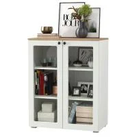 Шкаф-витрина (тумба) Остин 16.394.01 белый шагрень/дуб крафт золотой