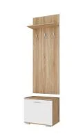 Вешалка с тумбой Италия В-600+О-600 дуб сонома/белый глянец