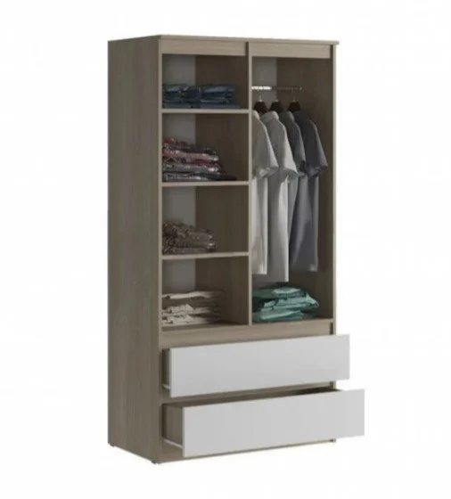 Шкаф Челси 2-х створчатый комбинированный дуб сонома/белый глянец