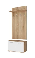 Вешалка с тумбой Италия В-800+О-800 дуб сонома/белый глянец