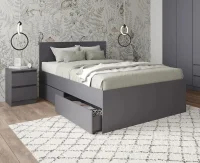 Кровать двуспальная Мори с ящиками КРМЯ 1400.1 графит