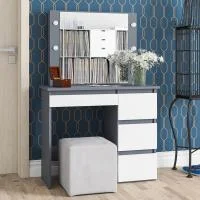 Стол косметический с подсветкой Сура графит/белый