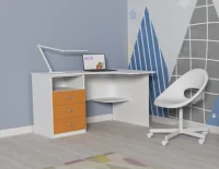 Угловой письменный стол Кадет белый/оранжевый