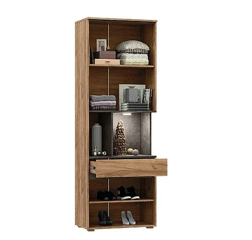 Шкаф высокий закрытый Соренто дуб крафт золотой/бетон темный