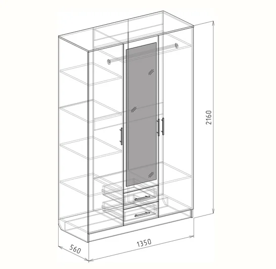 Шкаф 3-дверный Светлана №4 дуб бунратти/бодега