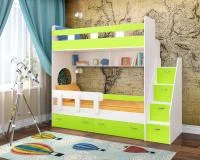 Кровать двухъярусная Юниор-1 белый/лайм