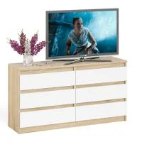 Комод на шесть ящиков МК 1380.6 дуб сонома/белый