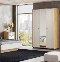 Шкаф трехстворчатый Милан дуб золотой/белый матовый