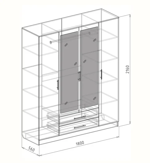 Шкаф 4-дверный Светлана №5 дуб бунратти/бодега