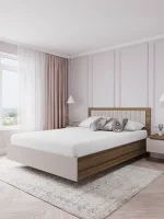 Кровать Роза 140 орех франклин/бежевый скин тренто