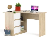 Угловой компьютерный стол МС-16 дуб сонома/белый (левый)