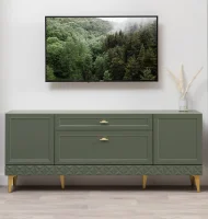 Тумба ТВ Марион 16.167 дымчатый зеленый/олива шагрень