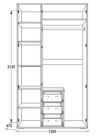 Шкаф 3-х створчатый Александра-4 венге/дуб млечный