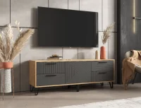Тумба ТВ Флэш 1500 браш графит/дуб крафт