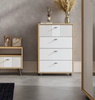 Комод Милан 4 ящика дуб золотой/белый матовый