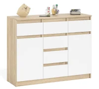 Комод с ящиками и дверками МК 1200.4 дуб сонома/белый