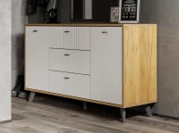 Комод Милан 3 ящика двухстворчатый дуб золотой/белый матовый