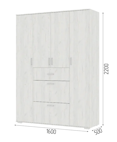 Шкаф Соло-3 (Нельсон ШК-03) дуб крафт белый