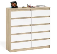 Комод десять выдвижных ящиков МК 1200.10 дуб сонома/белый