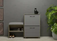 Обувница Копенгаген 2 ящика + Скамья Копенгаген дуб самдал/серый графит