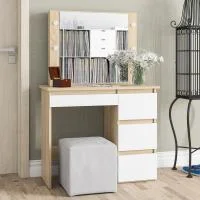 Стол косметический с подсветкой Сура дуб сонома/белый